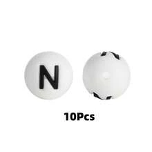 10/26pcs 15mm Silicone Letter Beads A-Z, DIY Bracelet Necklace Pacifier Chain Accessories - White - View 14