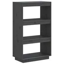 vidaXL Bücherregal/Raumteiler Grau 60x35x103 cm Massives Kiefernholz - Grau - Übersicht 2