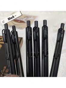 6 paquetes de bolígrafos de escritura suave Black Warrior - Bolígrafos de plástico de punta fina de 0.5 mm para la escuela, la oficina y tareas diarias - Negro - Ver 4