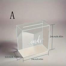 1 Set Gold Acrylic Pull-Out Wedding Card Box, Large Gold Acrylic Card Holder Box With Slots, Suitable For Gifts, Souvenirs, Company Celebrations, Donations, Baby Showers, Birthday Parties, Graduation Card Stands - Multicolor - View 7
