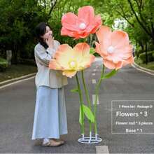 7 件套高级巨型仿真花装饰套装，多色超大花朵（柔和色调和鲜艳色调），易于组装的支架 + 稳固底座，耐候面料，非常适合花园装饰/派对装饰/室内点缀。立即购买！ - 彩色 - 查看 11