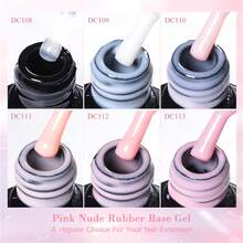 Mtssii 7ml Natural Nude 2 In 1 Rubber Base Gel Nail Polish Milky Pink Jelly White Nail Camouflage Color Coat Semi Permanent Soak Off UV Rubber Gel Base For Nails Manicure Nail Supplies Nail Art Design For Home Salon Gift For Women - 裸粉色 - 查看 7