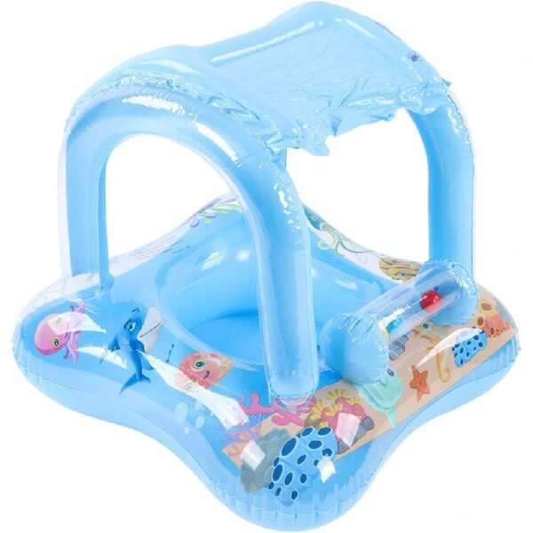 Flotador de piscina para bebés, Flotador inflable para bebé con toldo y parasol Asiento  Juguetes de verano para jugar en la playa con forma de barco Para niños pequeños (Azul),39508481