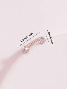 1pc Fashionable Versatile Stainless Steel Horseshoe Nose Ring With White Rhinestone Star Design For Women - Multicolor - View 4