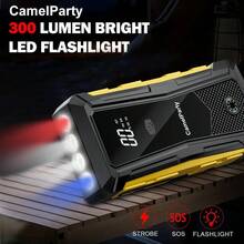 Caja de herramientas de mantenimiento automotriz universal de 12V, arrancador de emergencia multifuncional, batería recargable de polímero de litio portátil, equipada con pantalla digital + carga rápida USB + linterna LED (tres funciones prácticas) - Amarillo - Ver 8