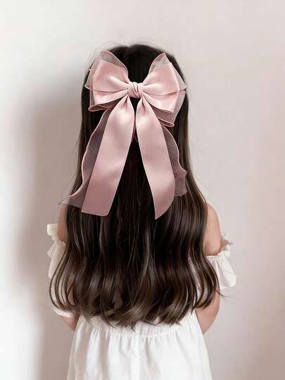 1pc Girl's Hair Clip, New Design Big Bow Knot Hair Barrette With Long Ribbon, Princess Hair Accessory For Little Girls