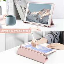 FUWEN Funda para iPad 10.2 Pulgadas (9.a/8.a/7.a Generación, 2021/2020/2019) con Pencil Poseedor, Clara Transparente Carcasa Trasera Delgada Soporte Antigolpes Cover Tableta - Rosa - Ver 7