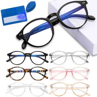 Lentes con Filtro de Luz Azul 6 pcs,Lentes para Computadora para hombres y mujeres,con Filtro de Luz Azul (UV) y Antifatiga, Para Uso de PC, Smartphone y Videojuegos
