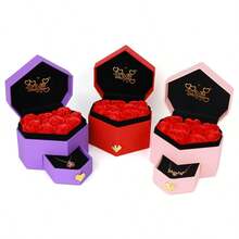 新款9朵玫瑰花心形首饰盒，情人节礼物