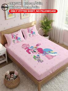 MY LITTLE PONY 2/3pcs  Printed Bedding Set, Including Fitted Sheet, Mattress Protector, Soft & Breathable, Suitable For All Seasons, Available In Multiple Sizes For Twin/Full/Queen/King Beds, Machine Washable, Cartoon Character Design, Warm Room Decor, Great Gift, Pink, OEKO-TEX Certified - Multicolor - View 18