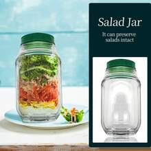 带调料杯的密封沙拉盒 | 适用于微波炉、洗碗机和冰箱 - 可堆叠设计，适合备餐、午餐、晚餐、办公和旅行 - 塑料材质