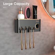 Wall-Mounted Toothbrush Holder & Toothpaste Dispenser For Bathroom - black gold - View 3