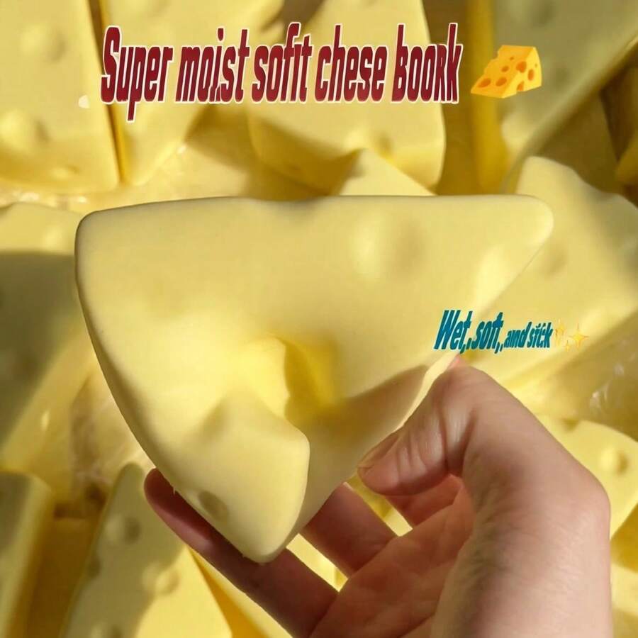 一套大/小号奶酪造型挤压玩具，PU泡沫慢回弹柔软可捏减压感官玩具，适合办公室和派对使用 - 彩色 - 查看 1