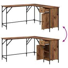 vidaXL Bureau Bois Ancien 141 x 141 x 75 cm Legno d'ingegneria - Castano - Visualizzare 10