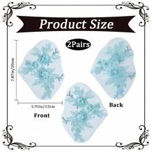 [Free Shipping]4Pcs Light Blue Floral Lace Applique Polyester Flower Embroidery Sew On Tulle Patches Vintage 3D Embroidered Soild Appliques For Sewing MaFKing Dresses Crafts Wedding Costumes Bridal Supply - LightBlue - 查看 3