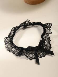 Lace Trim Princess Style Thigh Garter, Garter Belt Accessories, Choker & Leg Warmers, Bridal Wedding Stockings - Black - View 3