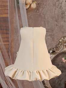 Baby Girl Champagne Floral Princess Dress, Suitable For Parties - Champagne - View 4