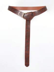 中世纪维京复古印花腰包，文艺复兴时期配饰，PU皮革腰包，男女通用，适用于角色扮演服装道具和文艺复兴集市 - 棕色 - 查看 2