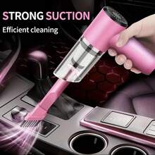 1 Pink 12V Powerful Handheld Car Vacuum Cleaner - Compact Wired Design, Easily Remove Dust And Pet Hair, With Accessory Kit Included, Without Battery, Car Accessories, Complimentary Multi-Purpose Car Brush, Pink Cute Girl, Halloween Gift - Pink Vacuum Cleaner - View 2