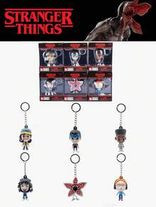 1/6 Netflix 官方授权钥匙扣 - Eleven、Eddie Munson、Dustin Henderson、Lucas Sinclair、Max Mayfield、Demogorgon。可爱迷你人偶钥匙扣，包包挂饰，背包配件，收藏品，圣诞节和新年礼物，送给粉丝的理想之选。