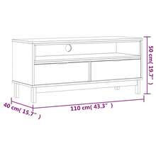 vidaXL Móvel de TV FLAM 110x40x50 cm madeira maciça - Castanho - Ver 10