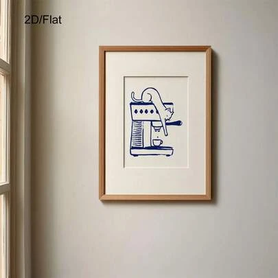 1pc The Coffee Thief Poster, Cat Wall Art, Coffee Bar Decor, Retro Kitchen Print, Gift For Coffee And Cat Lovers, Minimalist Home Decor, Home Decor Living Room, Wall Decor, No Frame