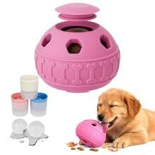 Treat Dispensing Dog Toys Enrichment Licking And Puzzle Feeder Sturdy Rubber Interactive Dog Toys Dog Chew Toy For Happy Cool Pups - Reduces Anxiety Easy To Clean Pink - Pink - View 1