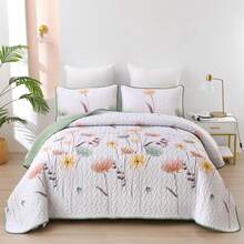 Draelibor 3 Pieces Green Flower Quilt Set Twin Full Queen King Size, Paisley Patchwork Plaid Bedspread Bedding Sets Boho Damask Soft Microfiber Coverlet Set For All Season,Home Decor Room Decor Bedroom Decor Bed Comforter Set Mothers Day Gift Wedding Decorations. - Green2-1083 - 查看 14