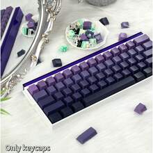 Juego de 133 teclas con estampado lateral degradado púrpura, teclas de doble inyección PBT, perfil OEM, alta calidad, compatibles con interruptores MX, aptos para teclados mecánicos de 60/65/75/87/98/104/108 teclas - Morado - Ver 3