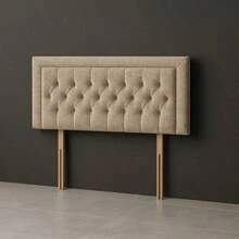 2ft6 Small Single Miami Chesterfield Velvetto Headboard 20inch - Pink - View 2