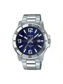 Casio Men's Quartz Stainless Steel Three-Hand Watch Casual Business Waterproof Watch Stainless Steel Case/Scratch-Resistant Glass Mirror MTP-VD01D-1B/MTP-VD01D-2B