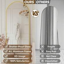 Full Length Mirror, 57"X19" Arch Floor Mirror, Floor Standing Mirror Freestanding Arch Full Body Mirror With Stand For Bedroom, Hanging Mounted Mirror For Living Room Cloakroom Home Decor Back To School Room Decor School Supplies - Vàng - Xem 4