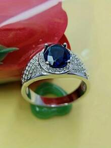 1枚男士时尚绅士奢华锆石戒指，适合婚礼、订婚、派对、礼品等场合。 - 銀色 - 查看 2