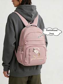 Customized Backpack, Women's Customized Style & "Lightweight Bright Color Backpack - School Bag, With Adjustable Shoulder Straps, Multi-Compartment Design, Nylon Material, Suitable For Travel, Commuting, Business Travel, Also An Ideal Choice For Christmas And Thanksgiving Gifts" - Multicolor - View 5