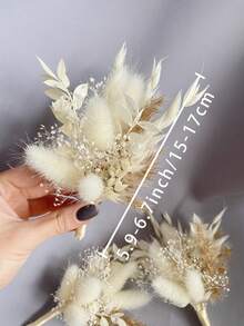 1/2/6/12pcs Bohemian Style Mini Dried Flower Bouquet | Small Vase Floral Arrangement | Desktop Decor | Mailbox Gift - Beige - View 9