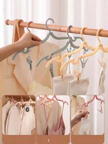 Foldable Clothes Hanger, Portable Space-Saving Plastic Hanger, Suitable For Travel, Business Trip And Home Use - Ideal For Underwear And Socks - Multicolor - View 5