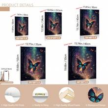 Set de 3 piezas de arte de pared de lienzo con mariposas, diseño de mariposas de bosque soñador, decoración de pared, patrón de mariposas, decoración moderna para el hogar, adecuado para decoración del hogar, decoración de habitación, decoración de dormitorio, decoración de sala de estar, decoración de baño, decoración de pared, arte de pared opcional con marco. - Multicolor - Ver 10