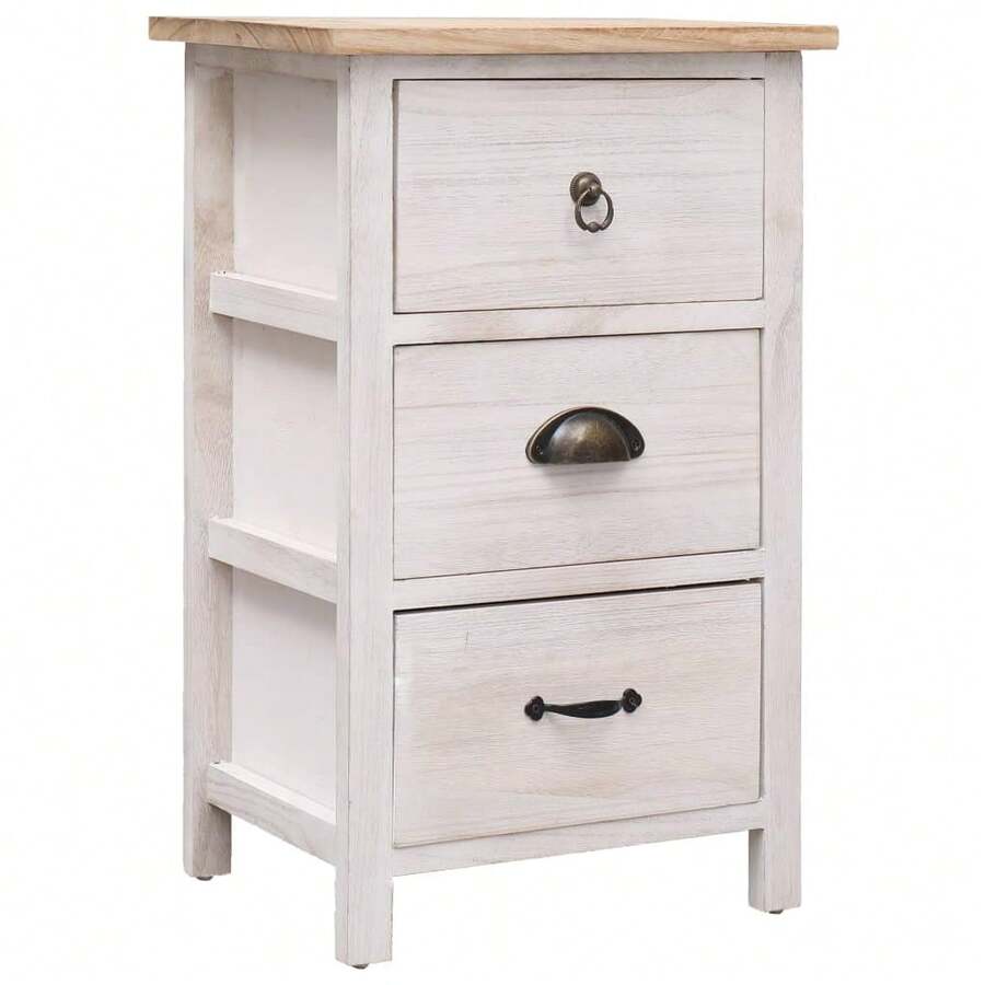 vidaXL Armadio laterale 35x25x57 cm in Legno di Paulownia - Bianco - Visualizzare 1