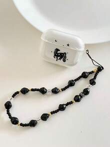 1pc Animal Horse Painted Transparent Bluetooth Earphone Case With Beaded Bracelet Decor, Compatible With AirPods 1/2/3, Pro 1/2/3, New 3 Soft Case - Clear - View 6