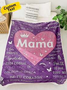 1 pieza Manta personalizada con el nombre para mi mamá, manta con carta en español para mamá, manta de franela personalizada con el nombre de mamá, para oficina, regalos personalizados para el cumpleaños de mamá, regalos del Día de la Madre, manta de franela con estampado "La mejor mamá del mundo", manta suave y cómoda, adecuada para dormitorio, sofá, oficina, manta multiusos, para acampar al aire libre, viajes, perfecta para acurrucarse, picnics y momentos de relajación - Multicolor - Ver 11