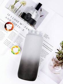 1pc Ombre Water Bottle With 1 Random Fragrance Capsule, Sugar-Free & Calorie-Free, With Straw, Suitable For Outdoor Sports, Leak-Proof Design, Applicable For Gym, Running, Sports And Other Occasions - Multicolor - View 8