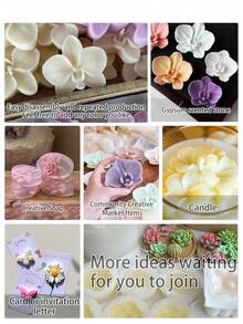 Multiple Orchid & Small Orchid Silicone Molds, Suitable For Making Candle Bouquets, Candle Molds, Monolithic Candle Molds, Heat-Resistant Silicone Molds For Holiday Gifts, Flexible And Easy To Clean, Can Be Used For DIY Scented Candles, Fragrance Stone Decorations, Resin Casting, And More. Versatile Molds Suitable For Holiday Decorations, Meditation, And Creating Atmospheric Home Decor. - White - View 2