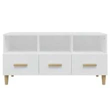 vidaXL Mueble TV blanco 102x36x50 cm madera de ingeniería - Blanco - Ver 7
