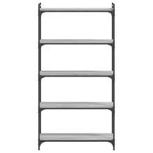biblioteca vidaXL a 5 ebenex sonoma gris 80x30x154 cm - Gris - Ver 4