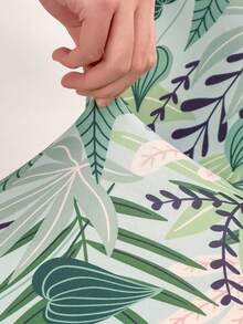 1 pieza Funda de cojín de sofá de seda de leche con estampado de hojas de selva tropical, funda de sofá de alta elasticidad, a prueba de polvo y lavable para todas las estaciones - Multicolor - Ver 7