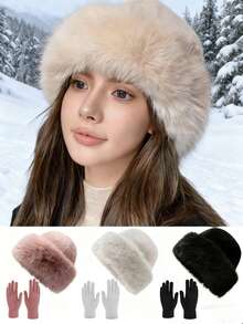 1pc/2pcs Women Winter Fluffy Mongolian Hat, Warm Ear Protection Northeast Bucket Hat, Faux Fur Fashionable Bucket Hat - Multicolor - View 1