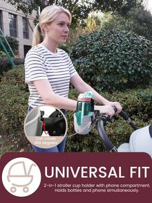 1PC Black & Grey & Pink ABS Universal 2-In-1 Cup & Phone Holder , Compatible With Most Strollers, Bikes, And Mobility Aids - Multicolor - View 3