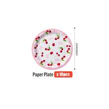 White Base Pink Bow & Cherry Disposable Plates, Napkins, Cups - One-Time Party Supplies Set, Fits 25 Guests, Disposable Paper Plates Party Tableware Suitable For Birthday, Wedding, Theme Party, Family Picnic - Multicolor - View 13