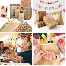 Papel de Regalo Cumpleaos, Envolver Regalos Decoracion, Lindo Papel de Regalo,70x50cm por Rollo, Impresin Colorida, con Cinta de Doble Cara, Cuerda, Etiquetas Papels para Navidad, cumpleaos, Halloween, decoracin para fiesta de boda (Colorido-yuan) - Colorido-yuan - Ver 11