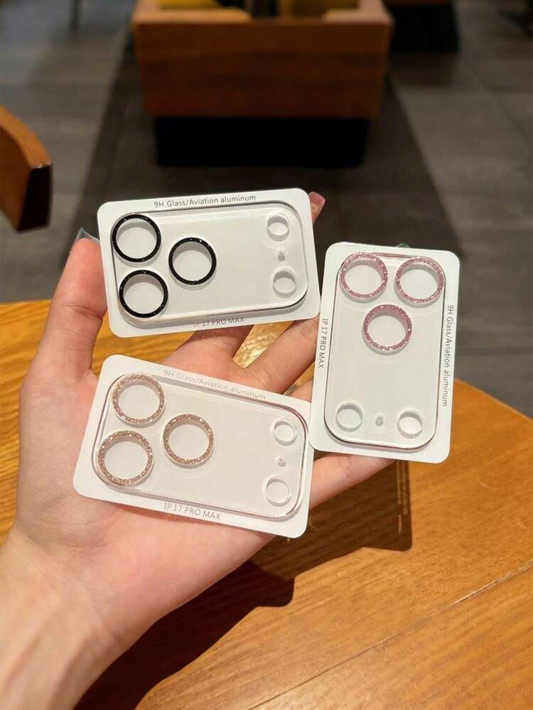 Glitter Lens Protector For 17 Pro Series - Aviation Aluminum Back Camera Cover, Clear Protective Film For Smartphones Applicable To Daily Shield, Office, Home Daily Shield Office Home Phone Camera Cover Sparkling Crystal Waterproof Shockproof Anti-Fall Scratch Resistant - Silver - View 6